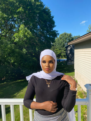 White chiffon hijab with cap