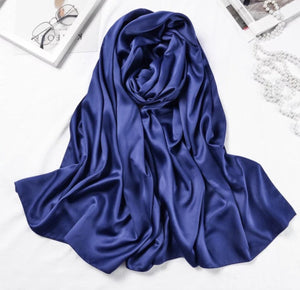 Navy blue Satin Hijab